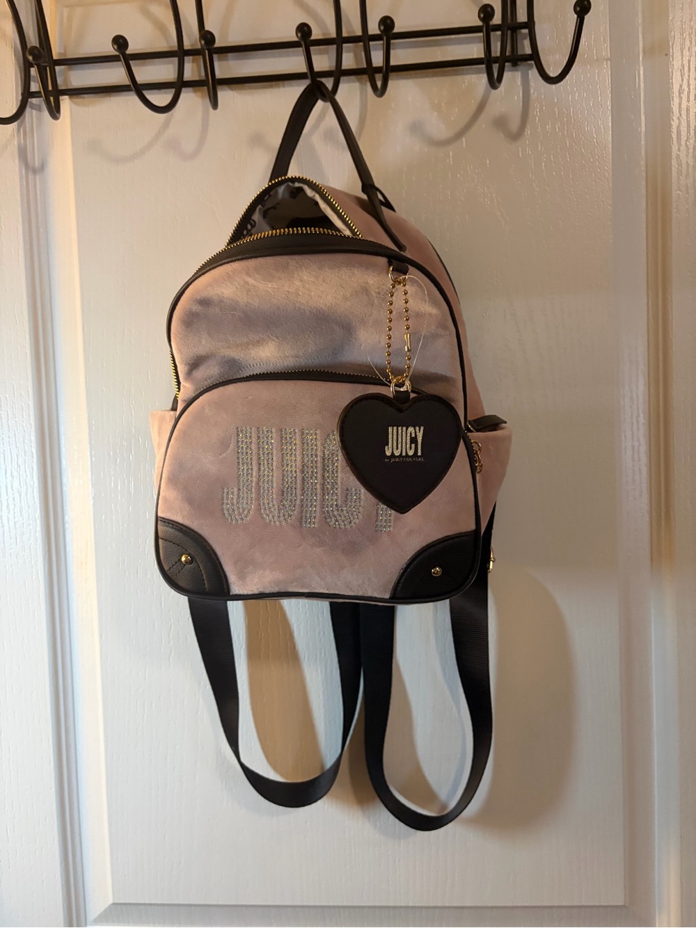 Juicy Couture Blush Pink Suede Mini Backpack with Heart Charm